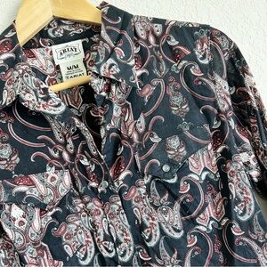 Ariat Western Rodeo Snap Button Down Shirt Blouse Womens Paisley Floral …